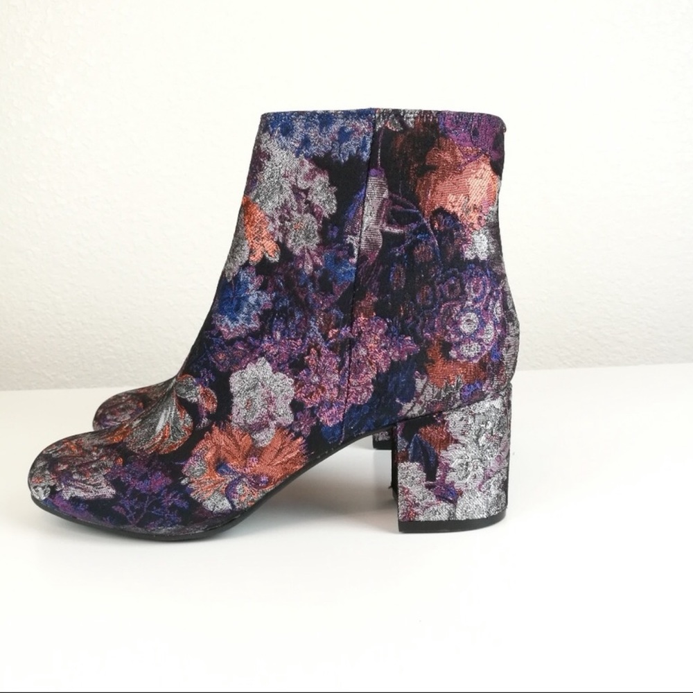 Zigi Soho Black Floral Ankle Boots Booties Heels - Picture 4 of 6